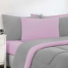 Kit Edredom 3 Peças Queen Cinza Rosa Bebê