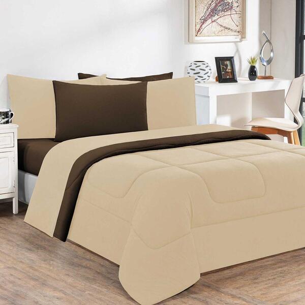 Kit Edredom 3 Peças Queen Palha Tabaco