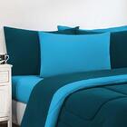 Kit Edredom 3pçsqueen Azul Petróleo Azul Turquesa