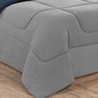 Kit Edredom 3pçsqueen Cinza Azul Marinho