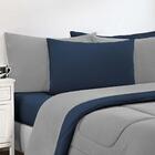 Kit Edredom 3pçsqueen Cinza Azul Marinho