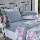 Kit Edredom 3pçsqueen Floral Cinza