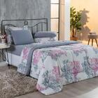 Kit Edredom 3pçsqueen Floral Cinza