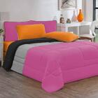 Kit Edredom 3pçsqueen Pink Mescla Preto