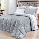 Kit Edredom 400 Fios Egípcio Dupla Face King Size Cinza 100%