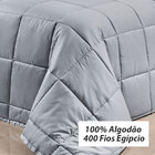 Kit Edredom 400 Fios Egípcio Dupla Face King Size Cinza 100%