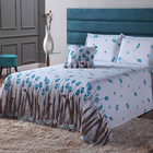 Kit Edredom 5 Pçs Floral Queen Branco E Azul Casen