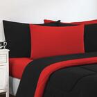Kit Edredom + Jogo De Lençol 5pçs Solteiro Preto Vermelho