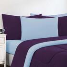 Kit Edredom + Jogo De Lençol 5pçs Solteiro Roxo Azul Bebê