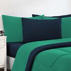 Kit Edredom + Jogo De Lençol 6 Peças Queen Verde Jade Azul Ma
