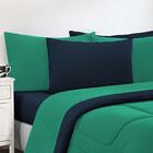 Kit Edredom + Jogo De Lençol 7 Peças Queen Verde Jade Azul Ma
