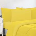 Kit Edredom + Jogo De Lençol 7pçs Casal Amarelo Amarelo