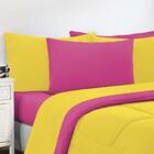 Kit Edredom + Jogo De Lençol 7pçs Casal Amarelo Pink