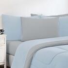 Kit Edredom + Jogo De Lençol 7pçs Casal Azul Bebê Cinza