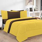 Kit Edredom + Jogo De Lençol 7pçsqueen Amarelo Tabaco