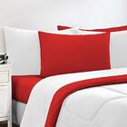 Kit Edredom + Jogo De Lençol 7pçsqueen Branco Vermelho