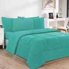 Kit Edredom + Jogo De Lençol 7pçsqueen Verde Jade