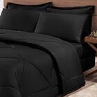 Kit Edredom + Jogo De Lençol Casal King 06 Peças Preto