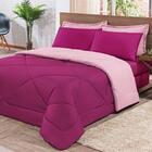 Kit Edredom + Jogo De Lençol Casal Queen 06pçspink E Rosa