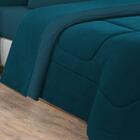 Kit Edredom + Jogo De Lençol King Azul Petróleo