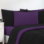 Kit Edredom + Jogo De Lençol Malha 6 Peças King Preto/roxo