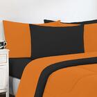 Kit Edredom + Jogo De Lençol Malha 6pçsking Laranja /preto
