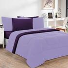 Kit Edredom + Jogo De Lençol Malha 6pçsking Lilás/roxo