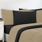 Kit Edredom + Jogo De Lençol Malha 7 Peças King Avelã/preto