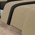 Kit Edredom + Jogo De Lençol Malha 7 Peças King Avelã/preto