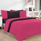 Kit Edredom + Jogo De Lençol Malha 7pçsking Pink /preto