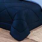 Kit Edredom + Jogo De Lençol Queen 06 Peças Azul Marinho E Az