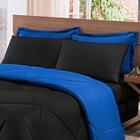 Kit Edredom + Jogo De Lençol Solteiro 04 Peças Preto Azul