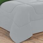 Kit Edredom + Jogo De Lençol Solteiro Cinza Verde Bandeira