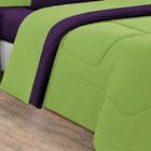 Kit Edredom + Jogo De Lençol Solteiro Verde Pistache Roxo