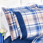 Kit Edredom Azul King Geométrico Estampado Dupla Face 200 Fio