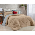 Kit Edredom Bege Queen Size Soft Microfibra + Jogo De Cama 40