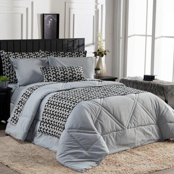 Kit Edredom C/ Lençol Liso Áquila Dupla Face Casal Padrão 05