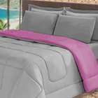 Kit Edredom Casal 5 Pçs De Verão Queen Cinza E Rosa Cotex