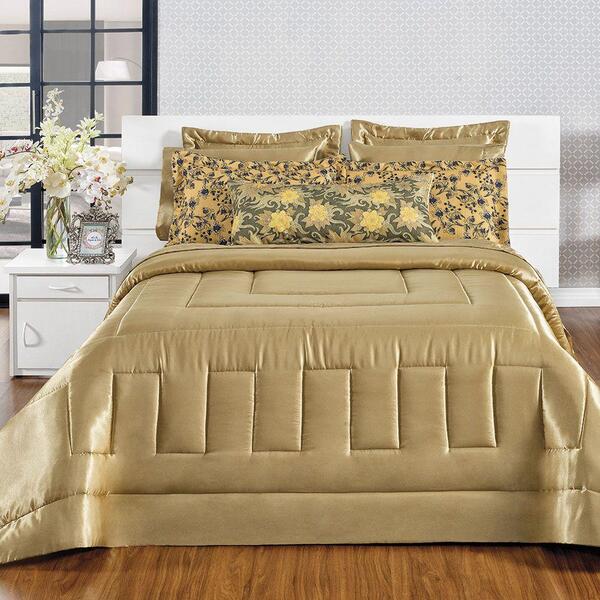 Kit Edredom Casal Padrão Sublime Cetim Charmousse 7 Peças - D