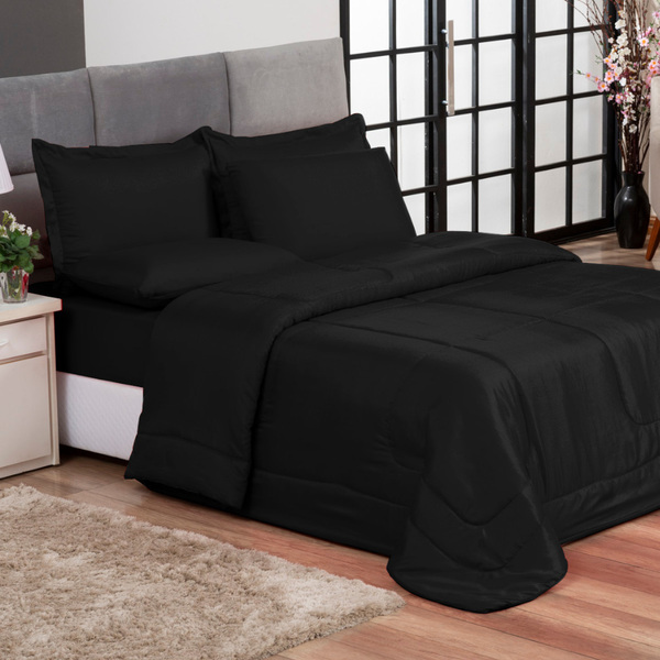 Kit Edredom Casal Queen   Jogo De Lençol 06 Peças Aconchego D