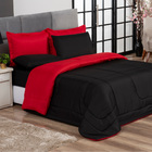 Kit Edredom Casal Queen   Jogo De Lençol 06 Peças Aconchego D