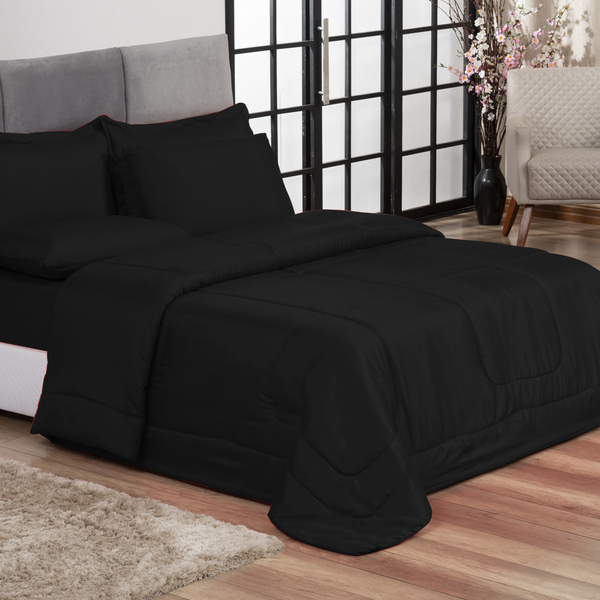 Kit Edredom Casal Queen   Jogo De Lençol 06 Peças Aconchego D