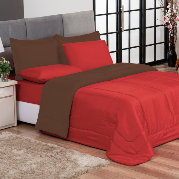 Kit Edredom Casal Queen   Jogo De Lençol 6 Peças Aconchego Du