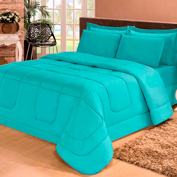 Kit Edredom Confort Casa Dona Dupla Face Casal Queen 6 Pçs Co