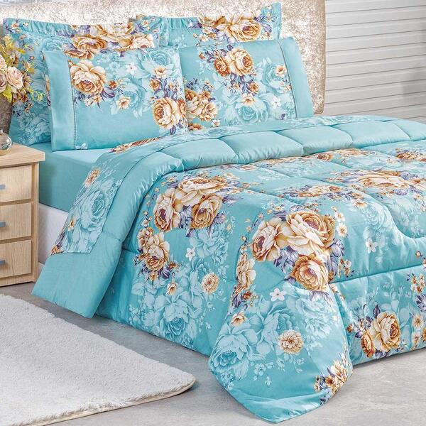 Kit Edredom Diamond Queen Dupla Face Micro Percal 200 Fios 3