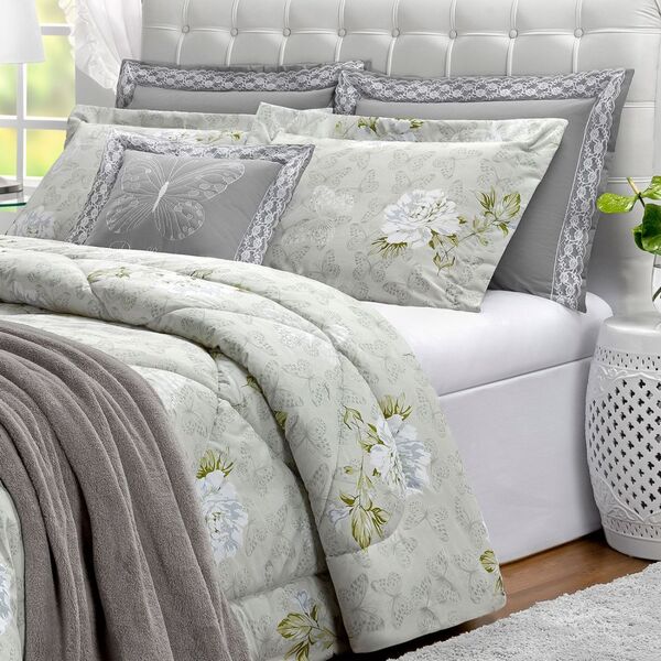 Kit Edredom Dupla Face Com Lençol Butterfly Queen 11 Peças -