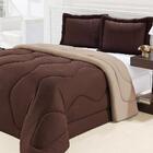 Kit Edredom Em Malha Gel 3 Peças Marrom Com Avelã