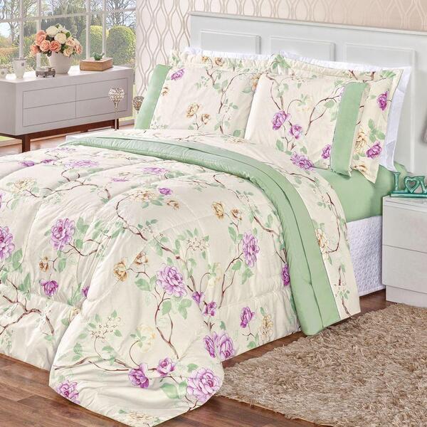 Kit Edredom Estampado 200 Fios Naturale Casal 03pçs Belle
