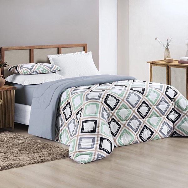 Kit Edredom Grace Queen 01 Peça 100% Algodão Dupla Face Extra