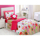 Kit Edredom Infantil Pink Solteiro Floral Garden 3 Peças Dupl